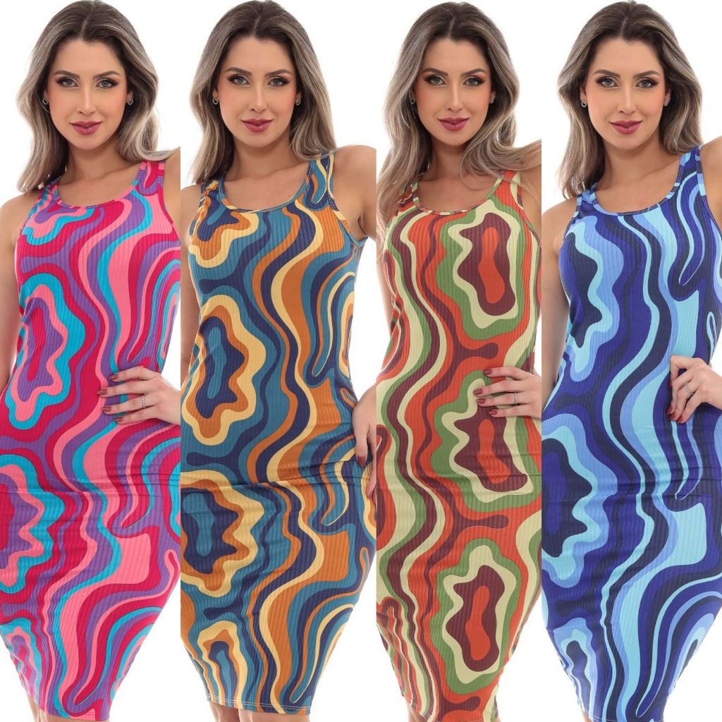 Vestido Regata Midi Onda Canelado Feminino Moderno Longuete Tubinho Modinha Gestante Grávida Verão Primavera em Oferta na Shopee