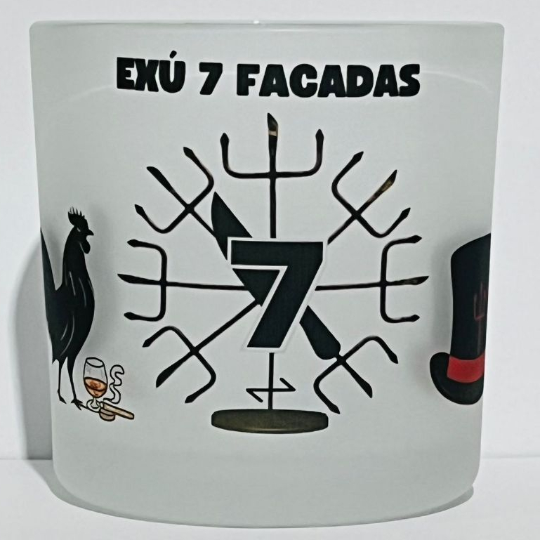 Copo de EXÚ SETE FACADAS / 7 FACADAS Whisky e bebidas - Umbanda, Quimbanda e Candomblé Vidro 260ml