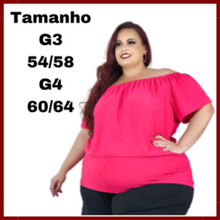Blusa Plus Size Ciganinha Ombro a Ombro em Duna Tendência Verão 2024 - G3 58/60 - G4 62/64