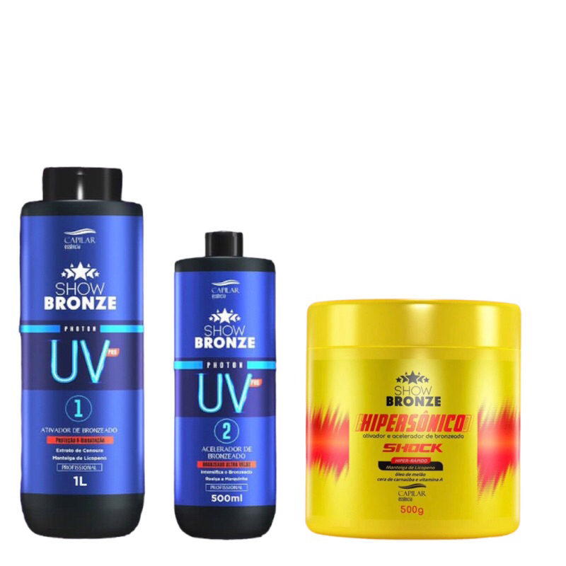 Kit Photon UV PRO Passo 1 e Passo 2 + hipersônico Shock 500g show bronze.