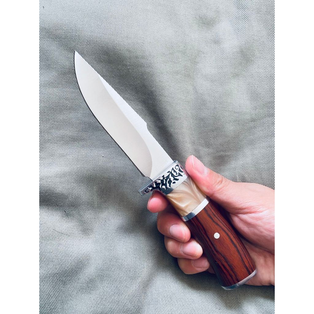 Faca Pequena Madeira Pesca Aço Inox + Bainha 1055 Momo em Oferta na Shopee