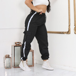 Calça Cargo TACTEL Rafaela Feminina Com bolsos faixas laterais refletivas