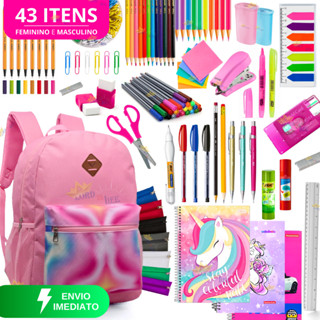 Kit Material Escolar Feminino Completo Mochila Feminina Escolar Material Estojo Escolar Me...