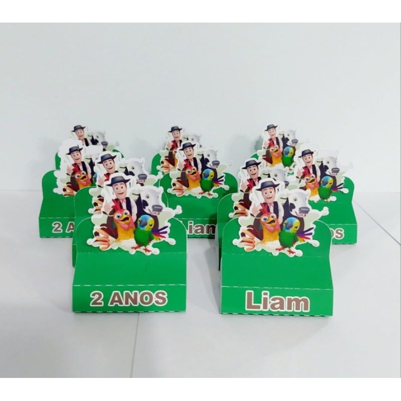 PEGUE E MONTE - Kit Porta Bis Duplo Personalizado Lembrancinhas Aniversário Festa Caixinhas A Fazenda de Zenon
