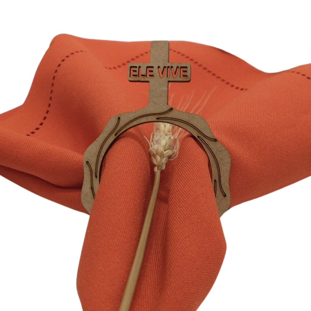 Porta Guardanapo Ele Vive Kit Mesa Posta Mdf CRU 3mm Argola Anéis para Jantar Decoração