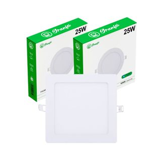 Kit 2 Luminária Painel Plafon Led 25W Quadrado Redondo Alumínio Embutido em Oferta na Shopee