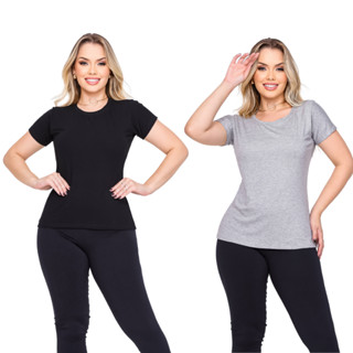 kit 2 Blusas Básicas modelo Tshirts Baby look lisa