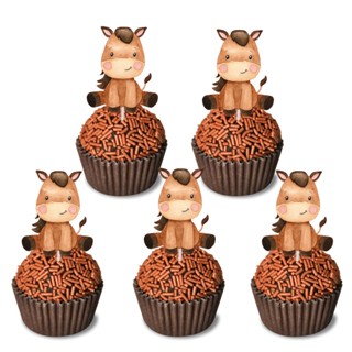 50 Toppers Docinhos Doces Festa Aniversário Cavalo Cavalinho Aquarela em Oferta na Shopee