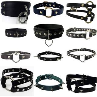 Choker Couro Legítimo Coleira Gargantilha Corrente Chain Gótico Punk Rock Moda Alternativa Estilo Dark Fashion Feminina Masculina Spike Trevosa Haloween Harajuku Acessórios Moda emo Gothic egilr kawaii Prata em Oferta na Shopee