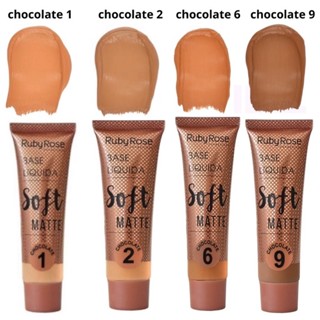Base Líquida Matte Ruby Rose HB8050 na Cor Chocolate: Cobertura Perfeita e Longa Duração
