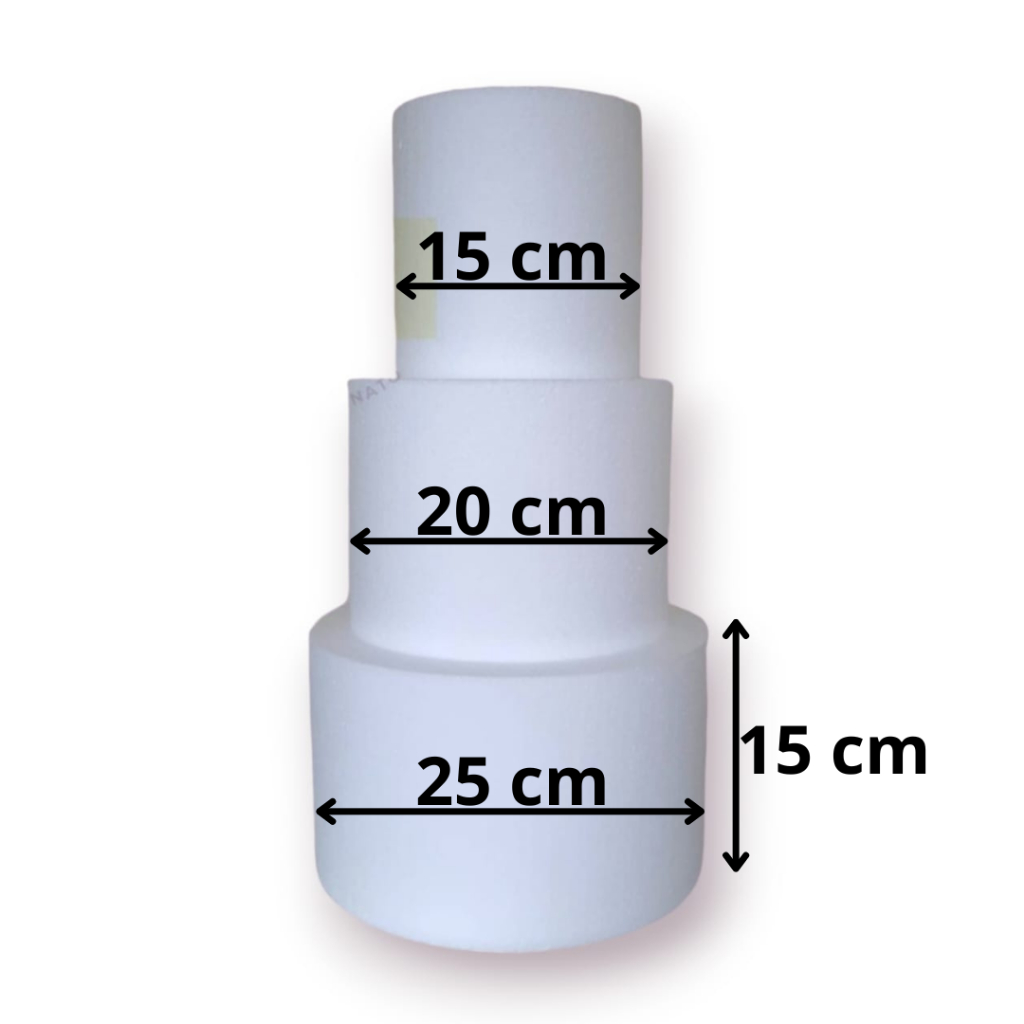 1 Kit de Isopor 15, 20, 25 x 15 cm T1 ao T4 - Base para Bolo Fake