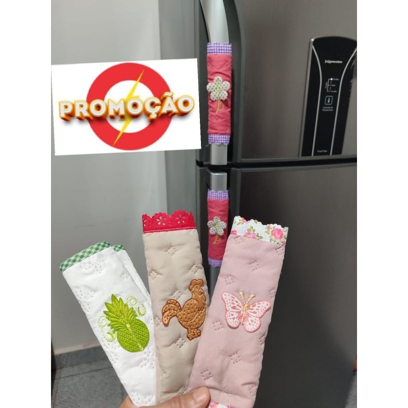 kit 3 pares de pegador p/ puxador de geladeira capa para alça de geladeira