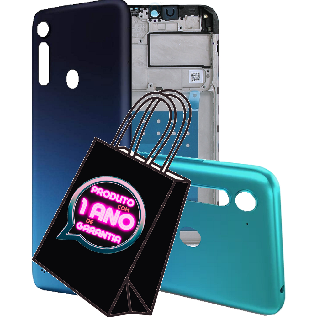 Carcaça Aro Chassis + Com Tampa + Botão Power Volume Compatível Moto G8 Power Lite Xt2055