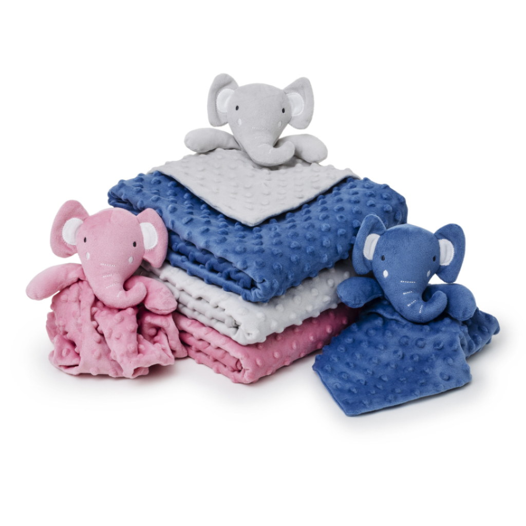 Kit Pipoquinha Cobertor Bebê e Naninha Elefante Loaní - Soft