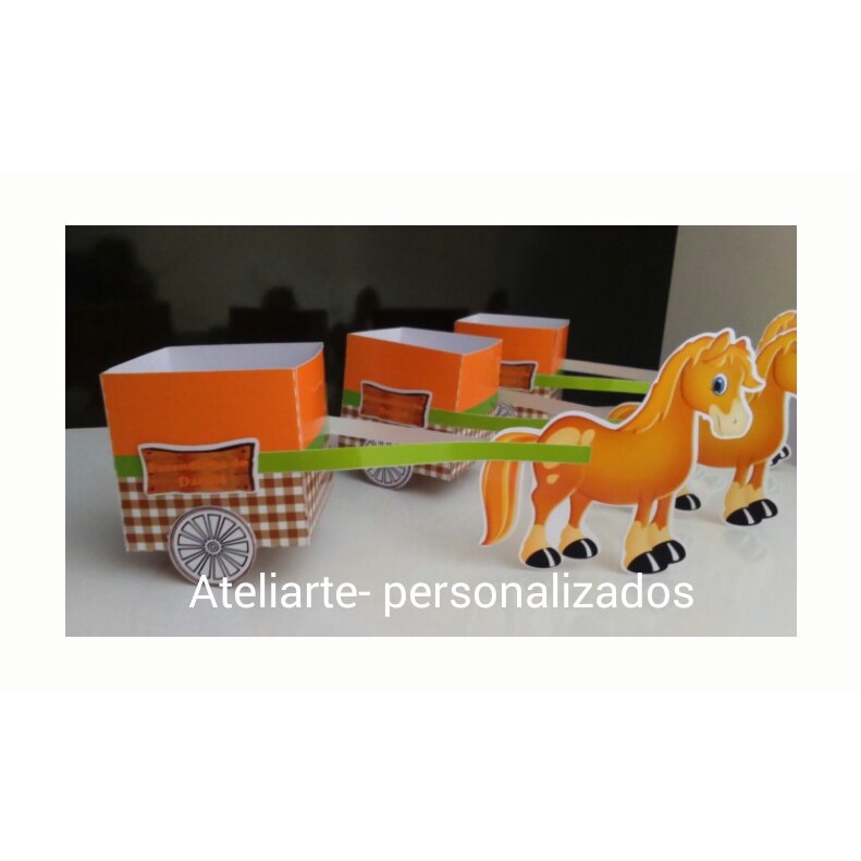 KIT 5 CARROCINHA PERSONALIZADA FAZENDINHA CAVALO FAZENDA