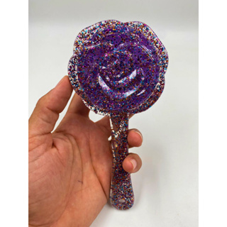 Escova de Cabelo Infantíl Flor Colorida com Glitter 17cm com Cerdas Arredondada em Oferta na Shopee