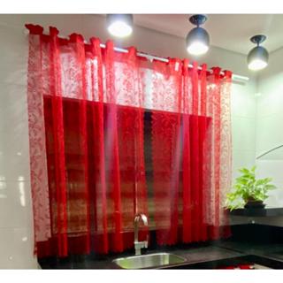 Jogo 2 cortina cozinha varão janela quarto sala (1,80 LGRx1,40 ALT cm cada)medida total 3,60 x 1,40. em Oferta na Shopee