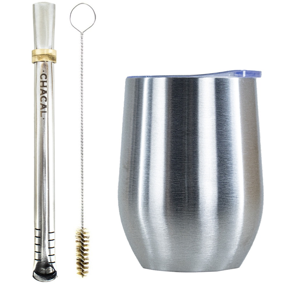 Kit Copo Térmico e Bomba Terere Chacal Aço Inox Filete em Oferta na Shopee