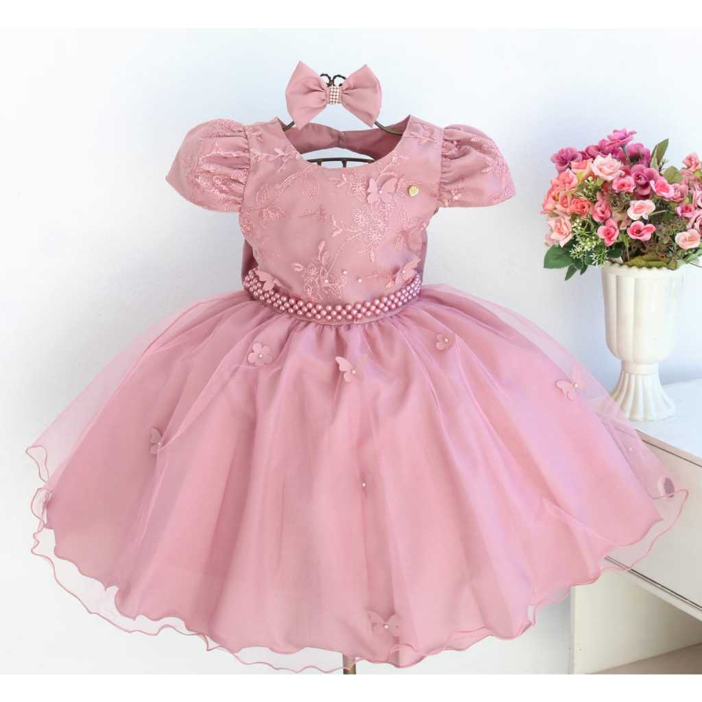 Vestido Festa Luxo Jardim Realeza Encanto Com Tiara de Brinde