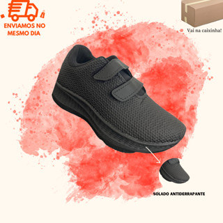 Tenis Infantil colegial Confortavel Criança Unissex Menina Menino Velcro Sem cadarço Leve Masculino Feminino Infatil Preto Escolar