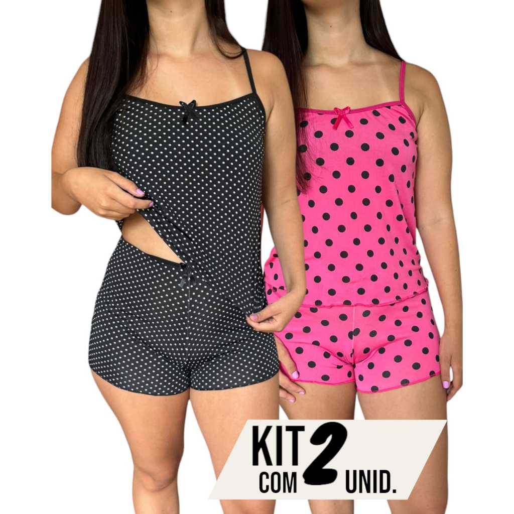 Kit 2 Baby Doll Pijama Feminino Conjunto Short Doll em Oferta na Shopee