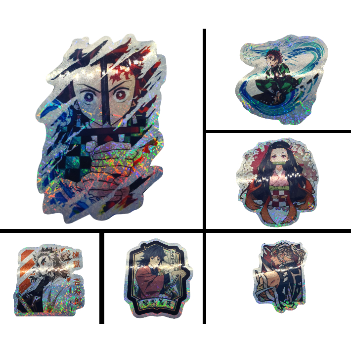 Demon Slayer Adesivo kit 9 Adesivos Demon Slayer Adesivo Holográficos Decorativo Resistente a água