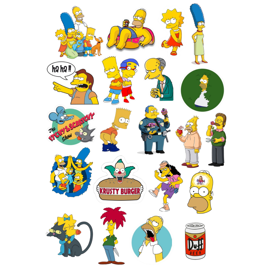 Adesivos Os Simpsons 20 Unidades desenho homer bart humor familia enfeite caderno fox simpson