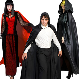 Capa De Bruxa Vampiro Drácula Halloween/ Carnaval Apenas Uma Face C/capuz ou Gola Adulto Umbanda E Candomblé Exu Premium Entrega Ultra Rápida