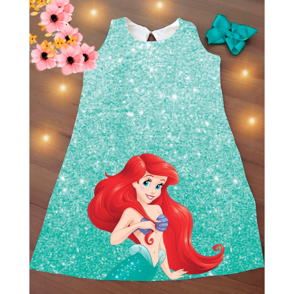 Vestido Infanti Ariel Pequena Sereia Festa Criança Aniversario Menina