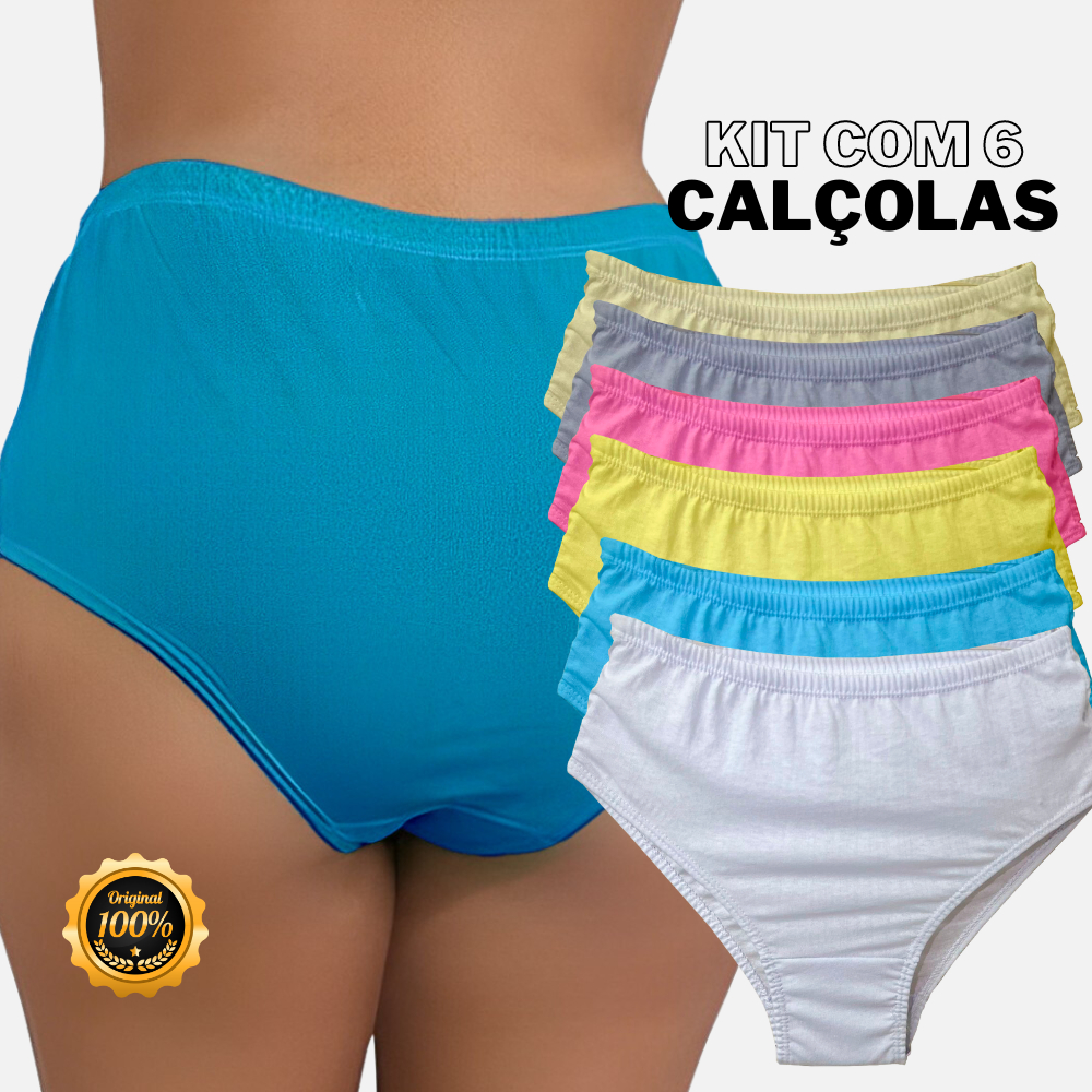 Kit 06 Calcinha Calçola Para Senhoras vovó algodão Grande