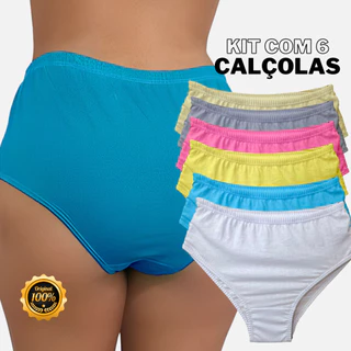 Kit 06 Calcinha Calçola Para Senhoras vovó algodão Grande