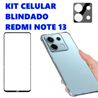 Kit Celular Redmi Note 13 Capa Anti Impacto + Película 3D Xiaomi + Película Para Câmera Protetora
