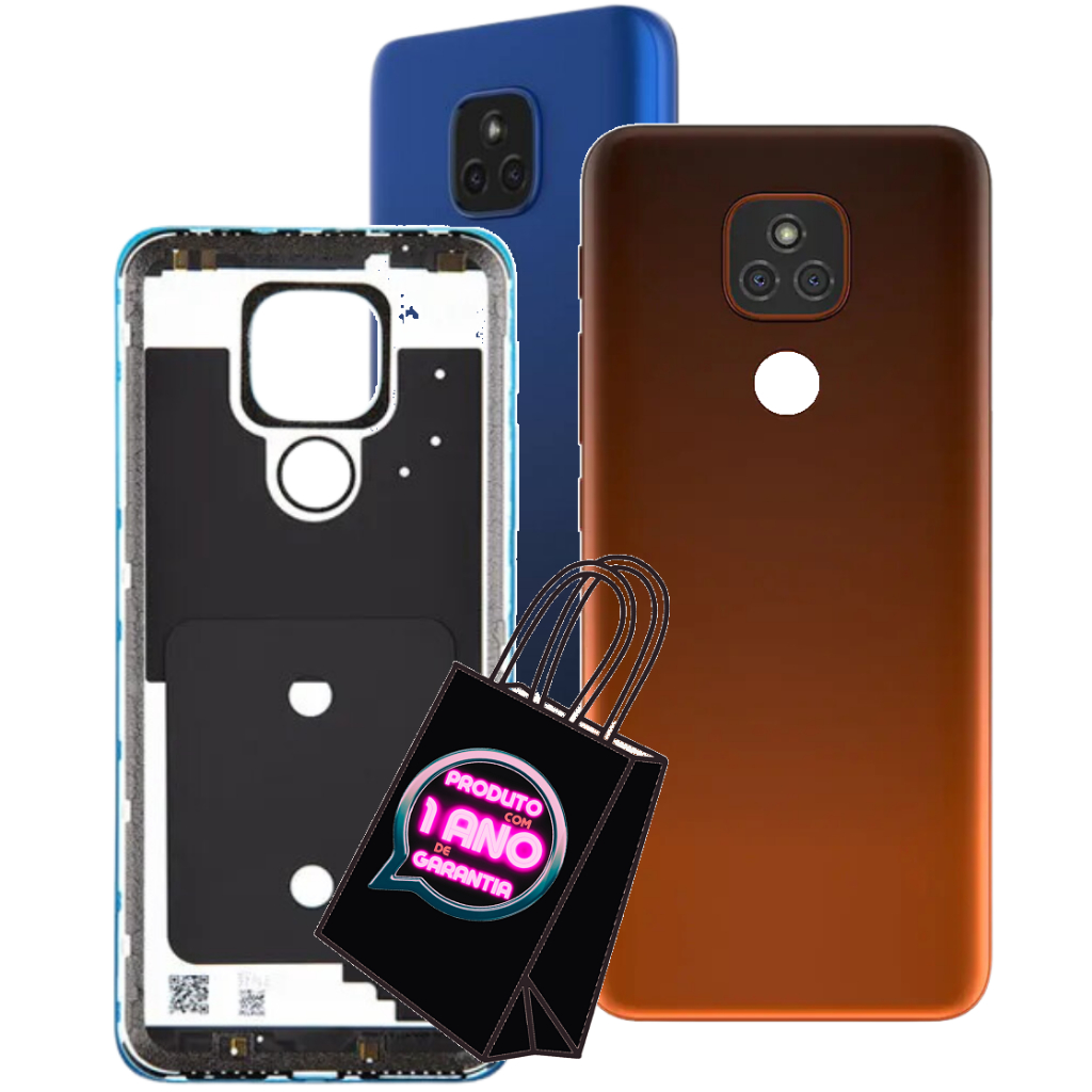 Tampa Traseira Compatível Com Moto E7 Plus XT2081 Carcaça + Com Botões e Lente Câmera!