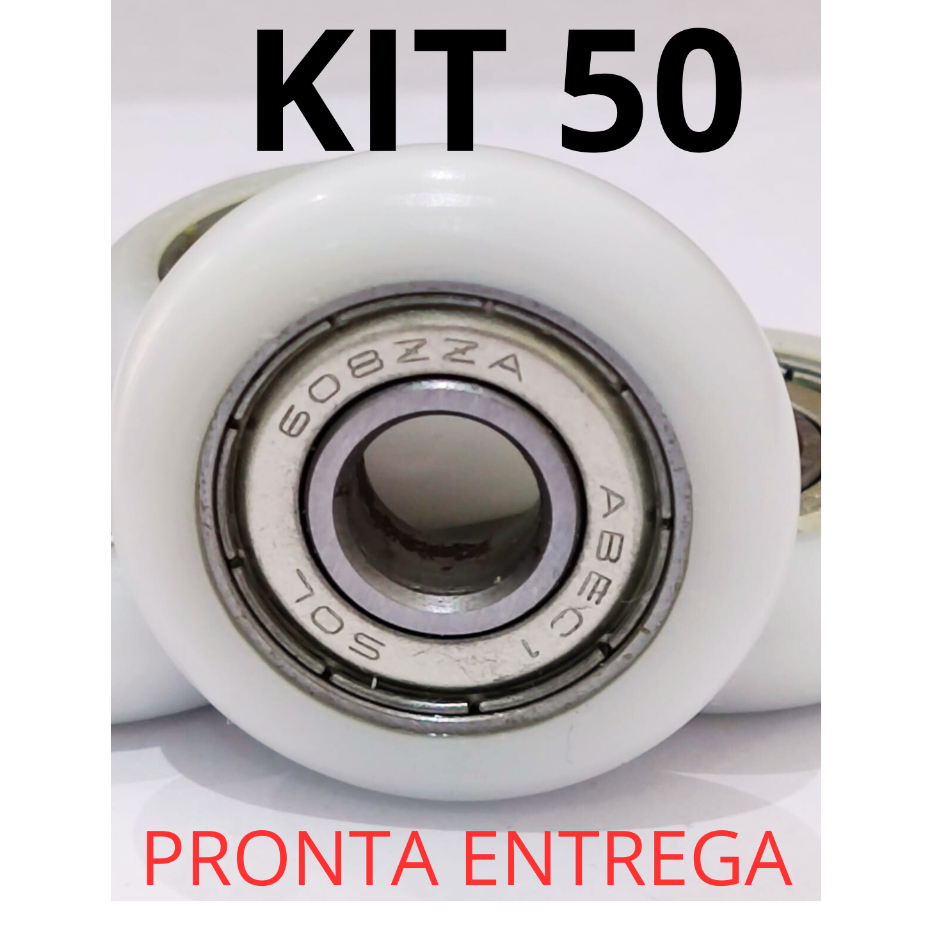 OFERTA! KIT 50 ROLDANAS PARA BOX BANHEIRO VIDRO JANELAS E PORTAS DE VIDRO COM ROLAMENTO 608 ZZ