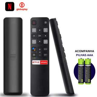 Controle Remoto Universal Compatível Com Smart Tv Tcl 4k LCD Rc802v 55p8m Atalhos Netflix Globoplay Android Youtube Pilha AAA