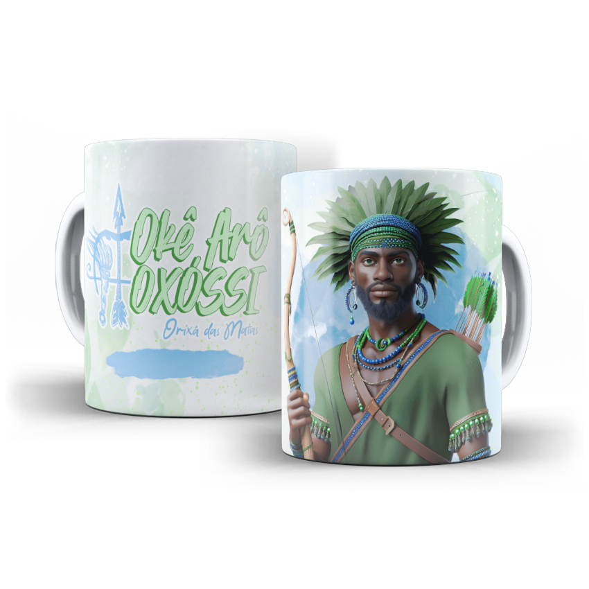 Caneca Porcelana Orixá Okê Arô Oxóssi Orixá das Matas