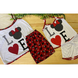 Kit Short Doll Mãe e Filha Alcinha Verão Minnie Infantil Pijama Feminino Adulto e Infantil