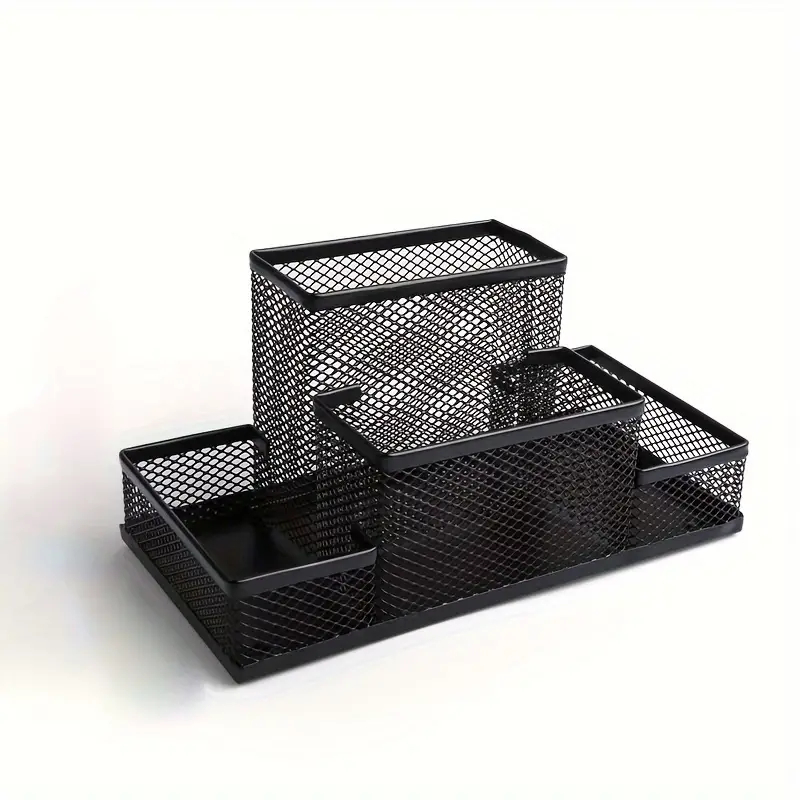 Porta Lapis Porta Caneta Porta Treco Organizador de Mesa Metal Aramado 4 Divisorias Mesa Escritorio