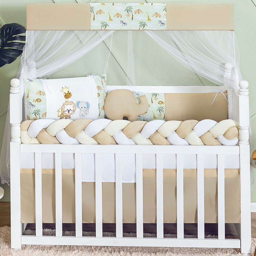 Kit Berço Safari Padrão Americano Nacional Completo Trança Slim 11 Peças Menino Menina em Oferta na Shopee