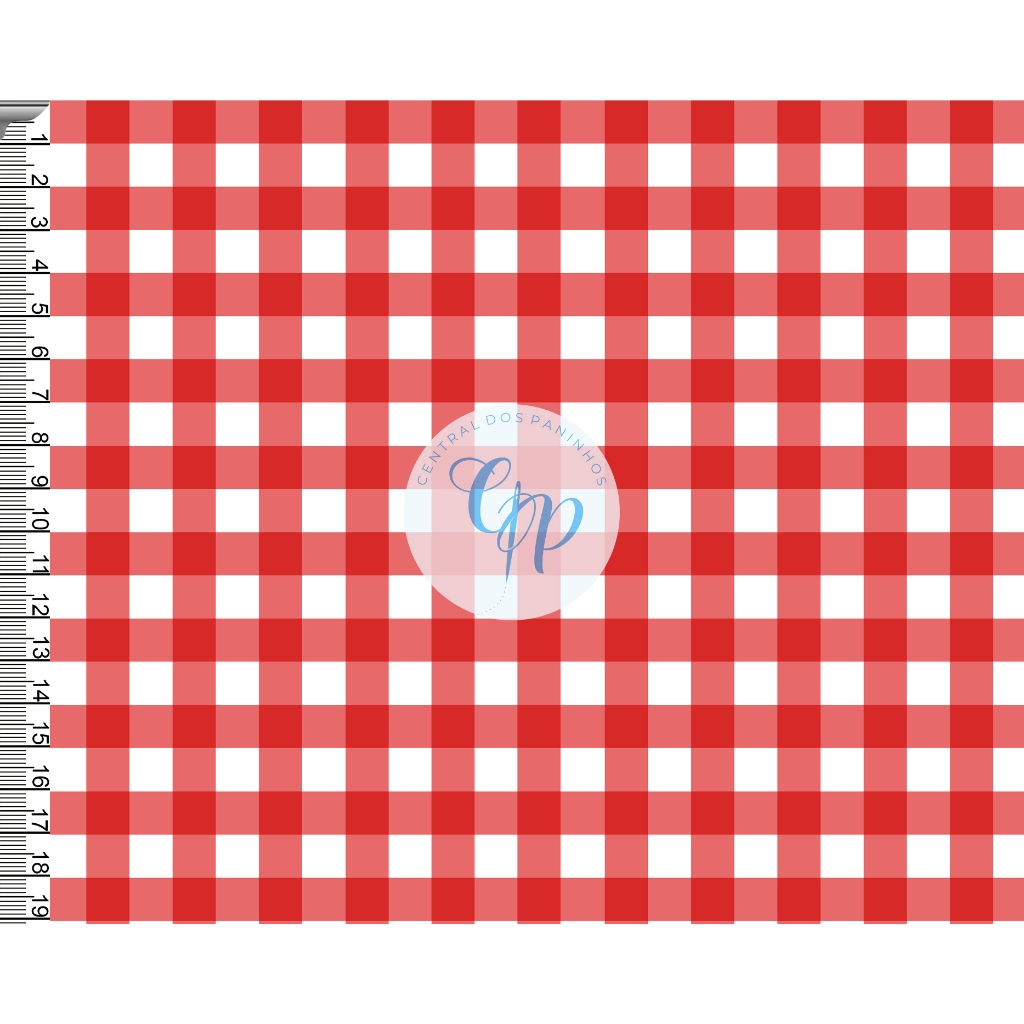 Tecido tricoline, microfibra ou gabardine - Xadrez - pequeno - vermelho com branco - 0.50CM