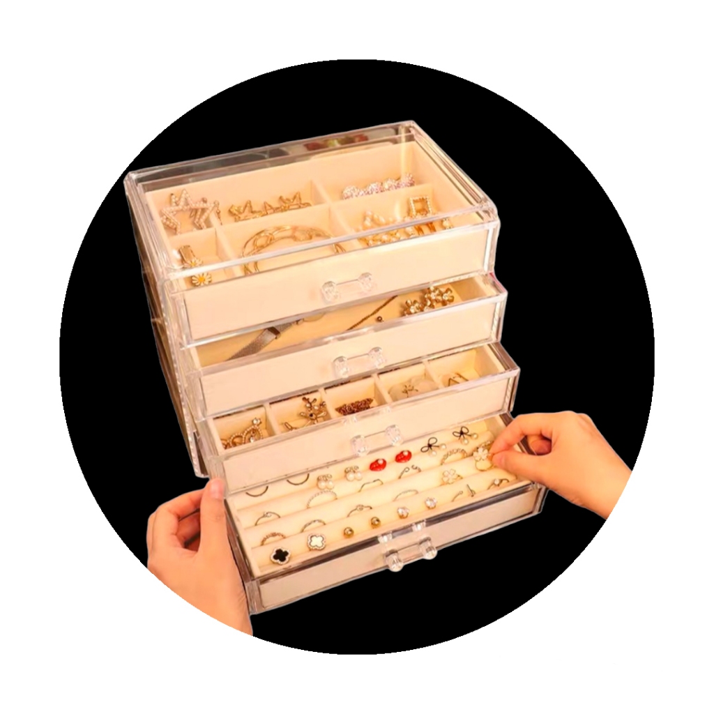 Organizador de Maquiagem com 4 Gavetas e divisórias com veludo em Oferta na Shopee