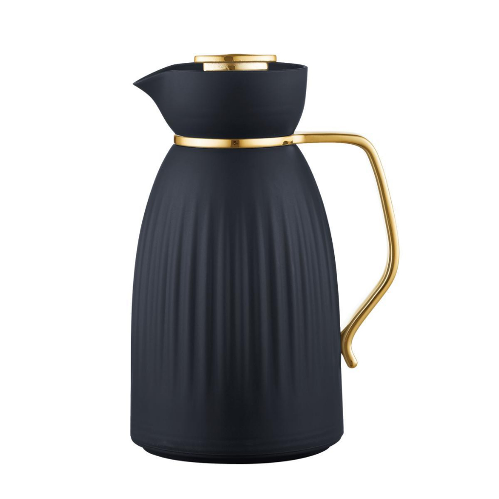 Garrafa Térmica Jade Classic Preta e Dourado Click Abre e Fecha 1 Litro - Tuut