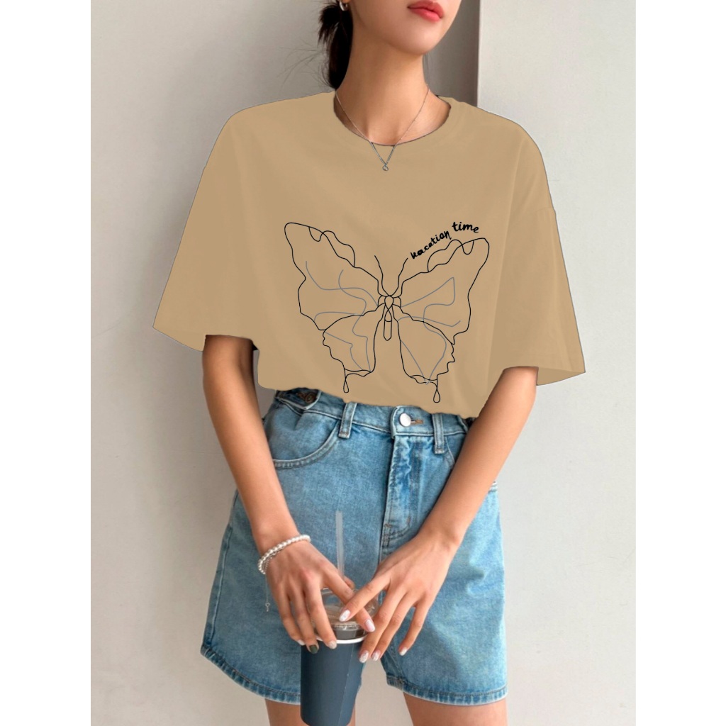 Camiseta Feminina Blogueira Oversized Vintage Moderno Moda Gringa Streetwear Tik Tok Basica Simples
