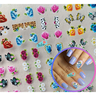 120 Adesivo de Unha 3D Nail Art Pelicula de Unhas decoradas