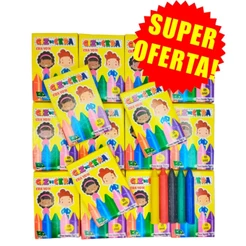 50 Cxs Mini Giz De Cera 5 Cores 5 Cms p/ Kit Festa Infantil BM Colorido Lembrancinha Aniversario