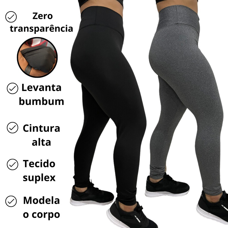 Calça legging suplex fitness academia feminina zero transparência cós alto cintura alta levanta bumbum