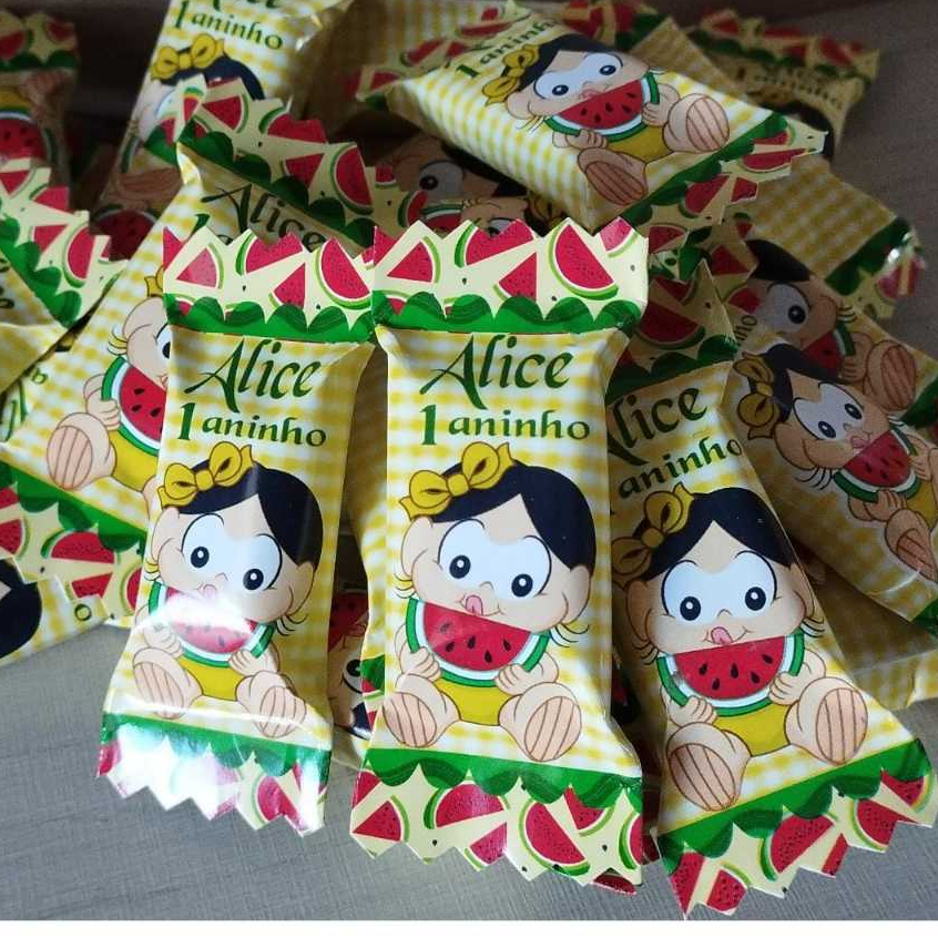 50 balas personalizadas para festa infantil Lembrancinhas Magali Baby