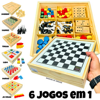 Jogos 6x1 Dama, Jogo Da Velha, Ludo, Trilha, Dominó e Xadrez 6 em 1 Jogos de Tabuleiro Jog...