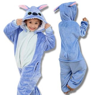 Pijama Macacão Stitch menino Menina Infantil Kigurumi De Pelúcia Com Zíper
