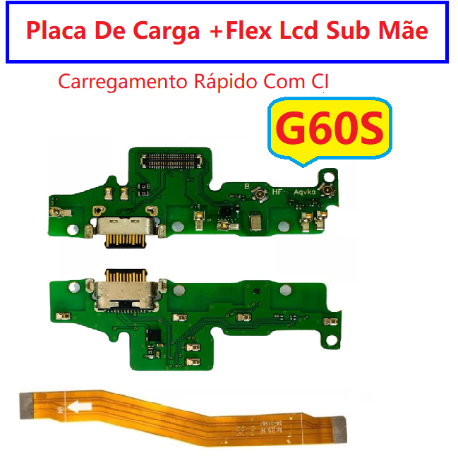 Placa De Carga + Flex Lcd Sub Placa Mãe Para Moto G60s Xt2133 Turbo